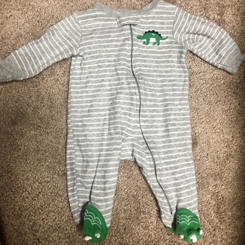 Stegosaurus footie jammies/ one piece w/ dino feet